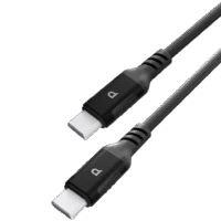 Powerology 60W USB-C to USB-C V2.0 Aluminum Plug Nylon Braided Cable 1.2 Meter - Light Light Grey/White