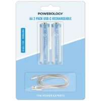 پک ۲ عددی باتری قلمی قابل شارژ پاورولوژی سایز AA با پورت USB-C