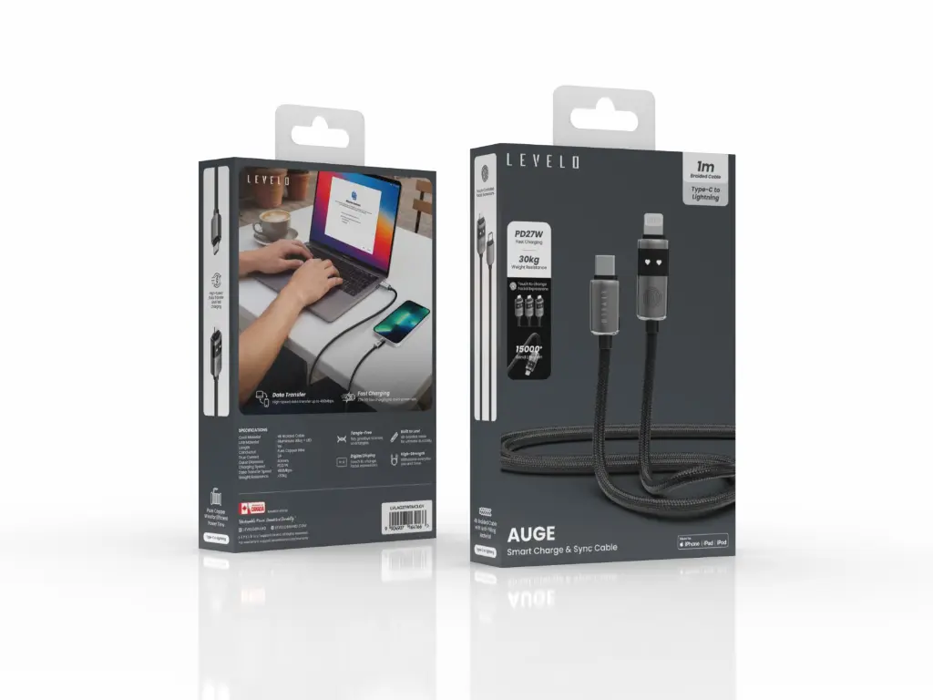 کابل تبدیل Type-C به Lightning لولو مدل Levelo Auge Smart Charge Sync Cable 27W