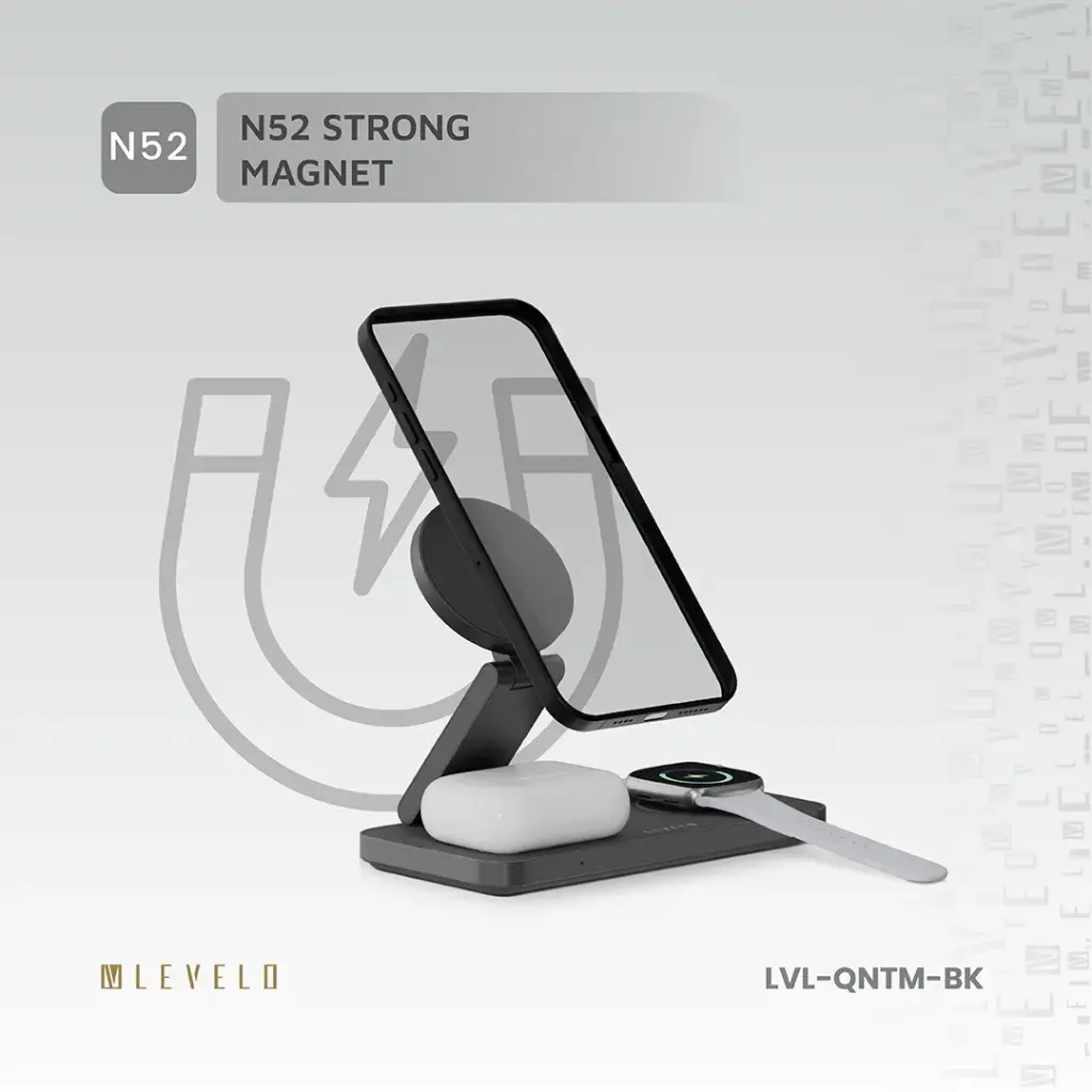 شارژر بیسیم ۳ کاره مدل Levelo Quantum 3 in 1 Wireless Charger