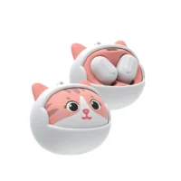 کیس شارژ فانتزی طرح گربه و ایربادهای سفید هندزفری بی‌سیم گرین لاین Kitty Beats