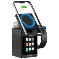 شارژر بی‌سیم و اسپیکر گرین لاین مدل Green Lion Smart Station Pro LCD Display Black
