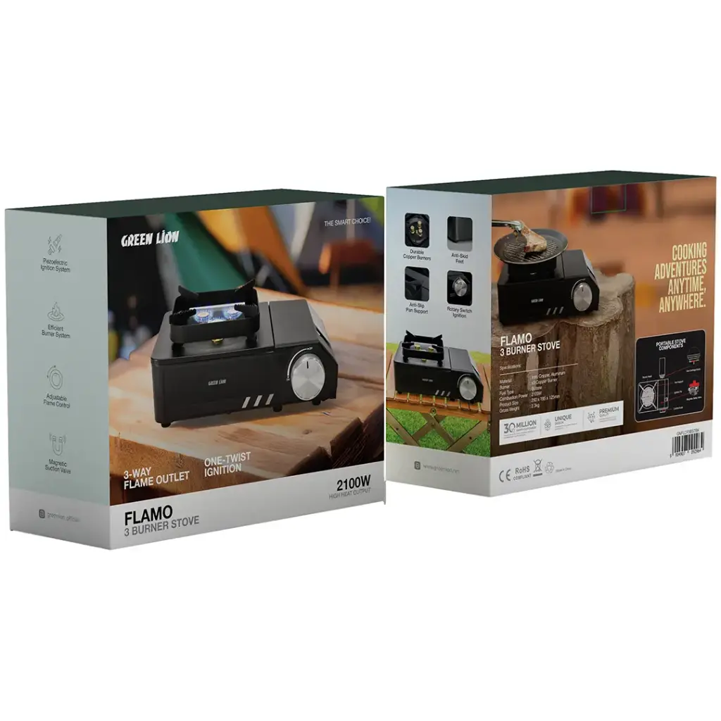 بستهبندی و کیف حمل اختصاصی Green Lion Flamo 3 Burner Stove Black
