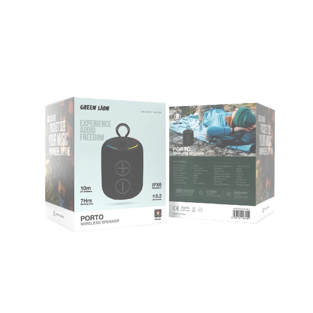 اسپیکر بیسیم گرین لاین مدل Green Lion Porto Wireless Speaker - Black