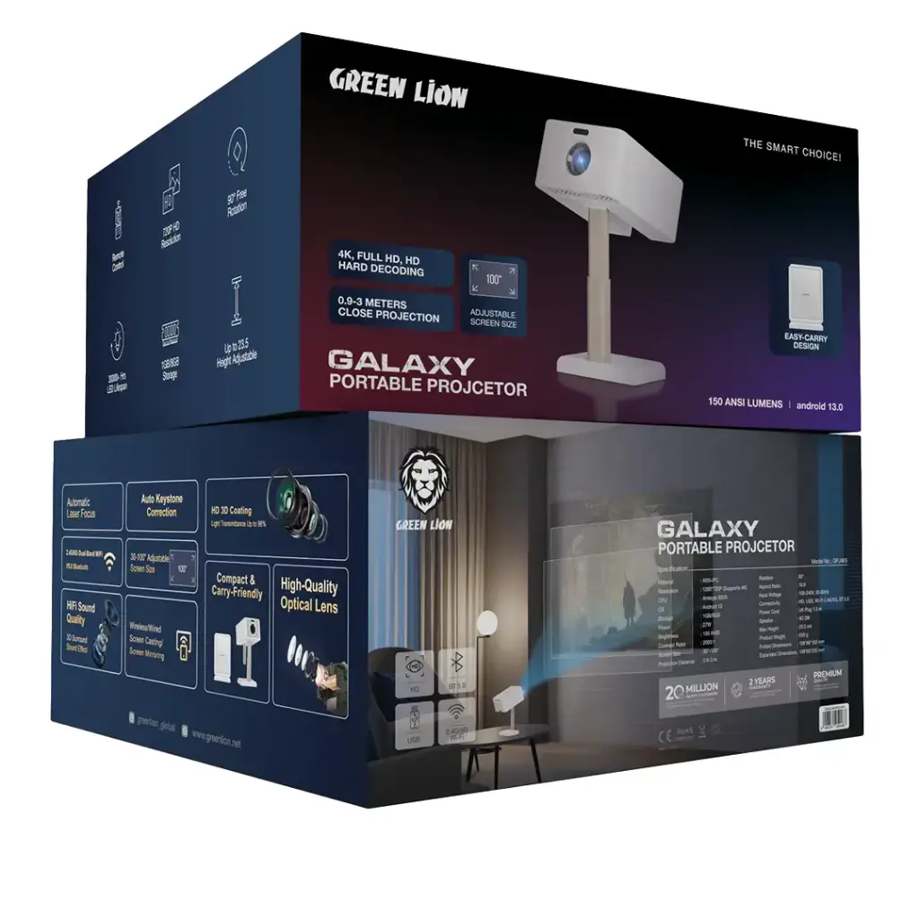 بستهبندی اورجینال Green Lion Galaxy Portable Projector White